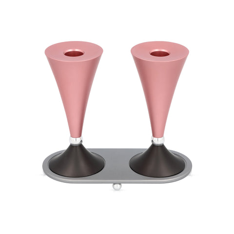 Round Shabbat Candlesticks - Sleek