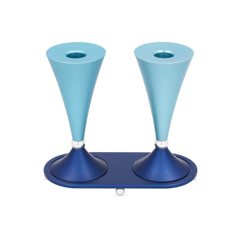 Round Shabbat Candlesticks - Sleek