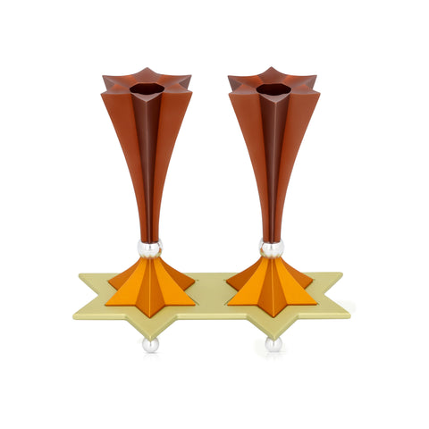 Magen David Shabbat Candlesticks - Sleek