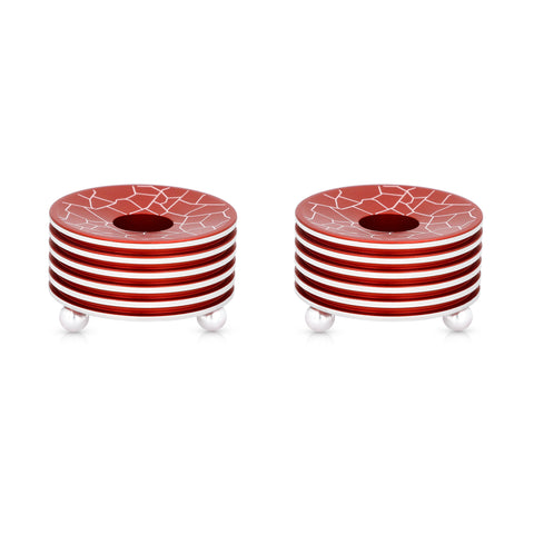 Round Shabbat Candleholders - Grooved