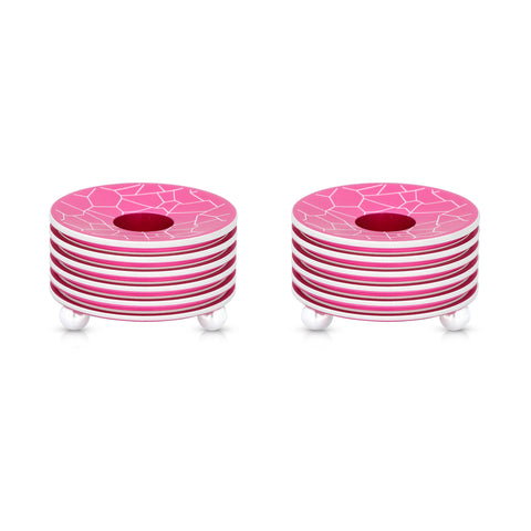 Round Shabbat Candleholders - Grooved
