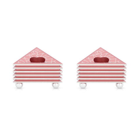 Triangular Shabbat Candleholders - Grooved