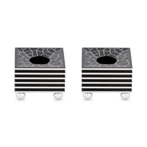 Square Shabbat Candleholders - Grooved