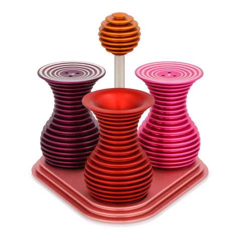 Salt, Pepper & Toothpick Set - Grooved